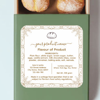 Bruin Voeg uw Logo FLORIDA Cottage Food Law Label 