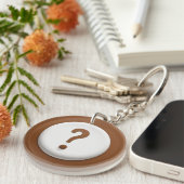 Bruin vraagteken met dubbele cirkels achtergrond sleutelhanger (Voorkant Rechts)