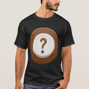 Bruin vraagteken met een cirkelachtergrond t-shirt