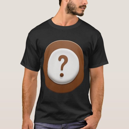 Bruin vraagteken met een cirkelachtergrond t-shirt (Voorkant)