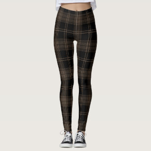 Bruin, walnoot, zwart, Romeinse kanaaltje Tartan Leggings