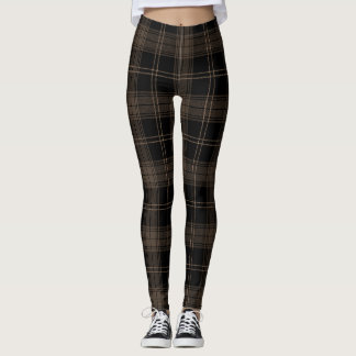Bruin, walnoot, zwart, Romeinse kanaaltje Tartan Leggings