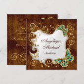 Bruin-watergoud - land RECEPT bruiloft Kaart (Voorkant / Achterkant)