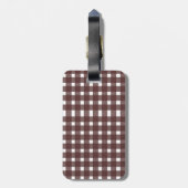 Bruin White Gingham, gepersonaliseerd Bagagelabel (Achterkant verticaal)