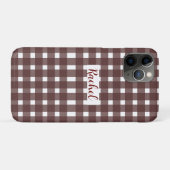 Bruin White Gingham, gepersonaliseerd Case-Mate iPhone Case (Achterkant (horizontaal))