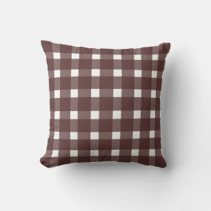 Bruin White Gingham Pattern Kussen