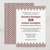 Bruin White Herringbone Wedding Invitation Kaart (Voorkant / Achterkant)