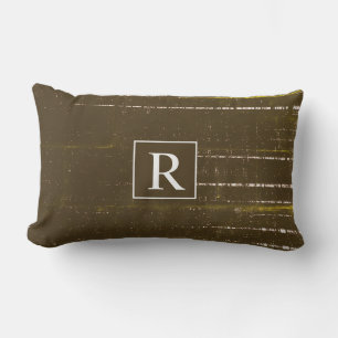 Bruin Wit Abstract Monogrammen Rustieke Vintage Buitenkussen