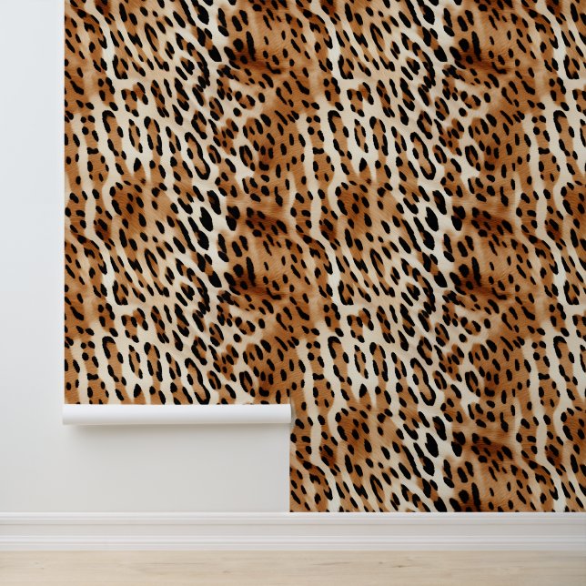 Bruin Wit Crème Leopard Dier Behang (Applicatie)