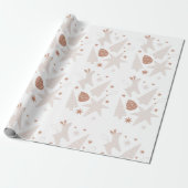 Bruin Wit Eenvoudige Kerst Cadeaupapier (Uitgerold)