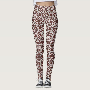 Bruin Wit geometrisch naadloos patroon Leggings