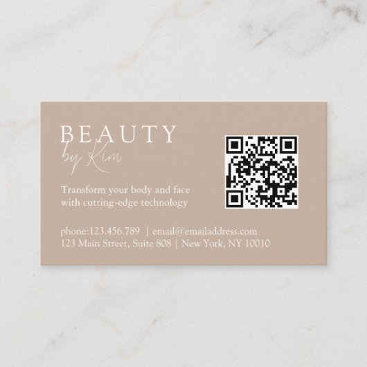 Bruin & Wit, Minimaal, Elegant, Salon Afsprakenkaartje (Voorkant)