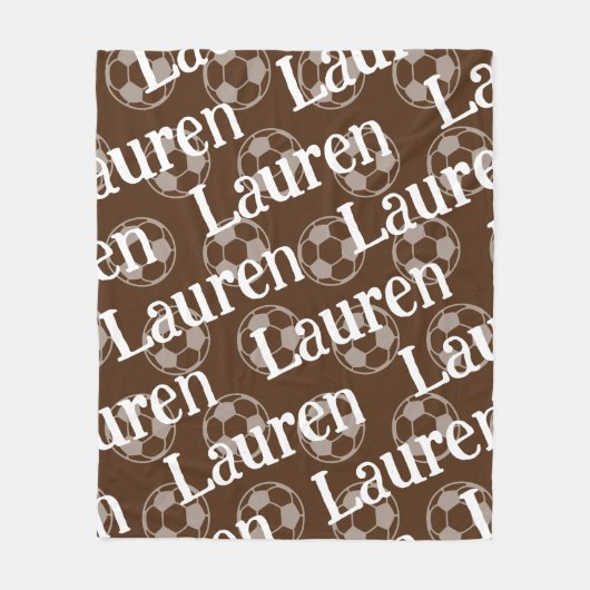 Bruin & Wit Nieuwigheids Voetbal Fleece Deken (Voorkant)