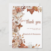 Bruin wit sinaasappel herfst bloemenrustiek Bedank Kaart (Voorkant)
