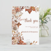 Bruin wit sinaasappel herfst bloemenrustiek Bedank Kaart (Staand voorkant)