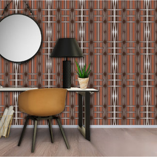  bruin wit strepen geometrisch patroon behang