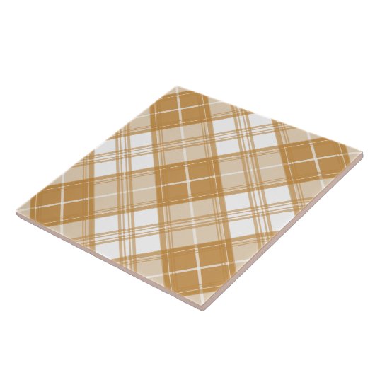 Bruin wit Tartan Patroon yxm0uat9 Tegeltje (Zijkant)