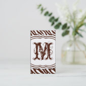 Bruin Wit Zebra Print Pattern Visitekaartje (Staand voorkant)