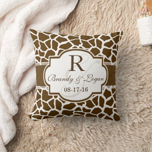 Bruin, Witte Giraffe Dierenprint bruiloft Kussen (Deken)