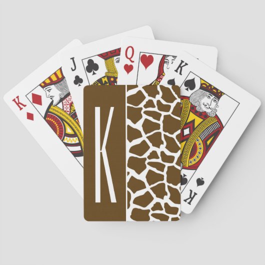 Bruin & Witte Giraffe Dierenprint Pokerkaarten (Achterkant)