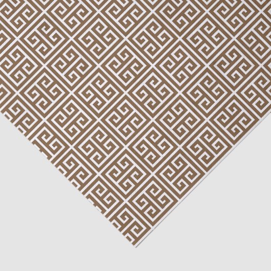 Bruin-witte Griekse sleutel Tissuepapier (Detail)