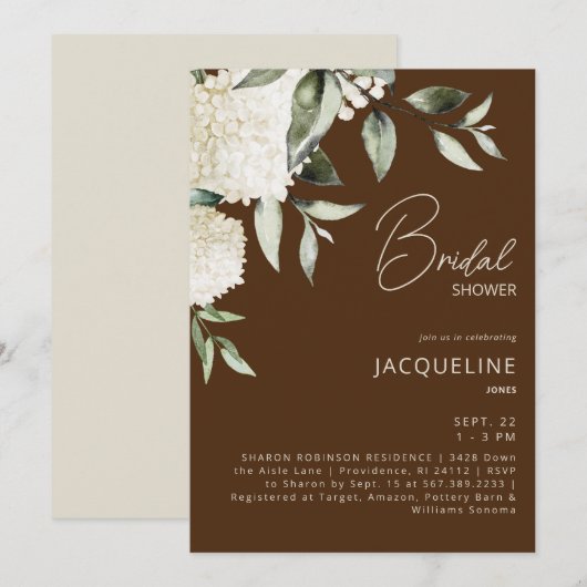 Bruin witte hortensia's Vrijgezellenfeest Kaart (Voorkant / Achterkant)