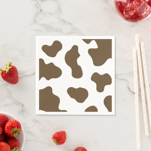 Bruin Witte Koe Print Country Western Rodeo Party Servet (Insitu)