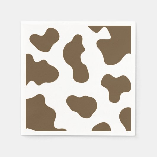 Bruin Witte Koe Print Country Western Rodeo Party Servet (Voorkant)