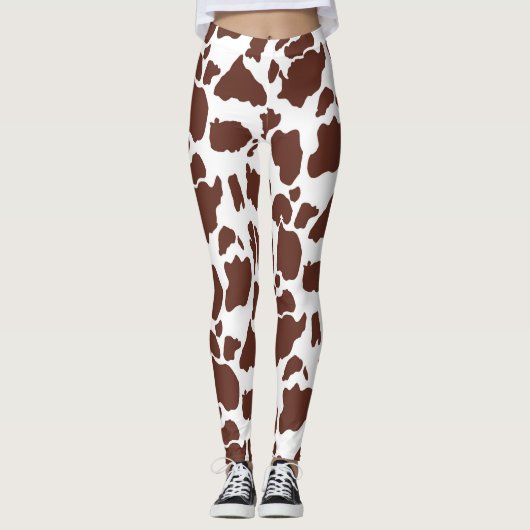 Bruin witte Leggings printpatroon (Voorkant)