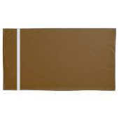 Bruin + Witte Stripe Trim Kussensloop (Voorkant-Links)