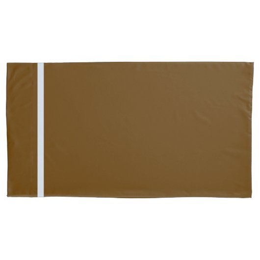 Bruin + Witte Stripe Trim Kussensloop (Voorkant-Links)