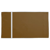Bruin + Witte Stripe Trim Kussensloop (Voorkant-Rechts)