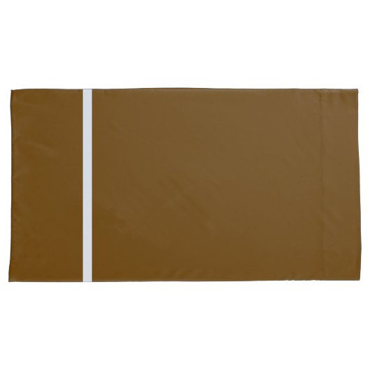 Bruin + Witte Stripe Trim Kussensloop (Voorkant-Rechts)