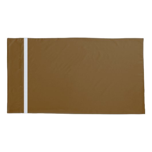 Bruin + Witte Stripe Trim Kussensloop (Achterkant-Links)