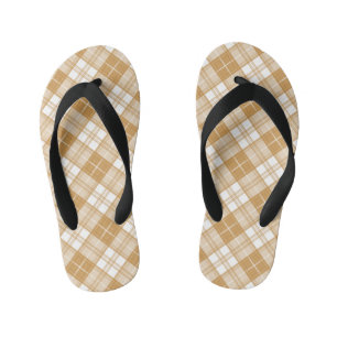 Bruin Witte Tartan Patroon yxm0uat9 Kinder Teenslippers