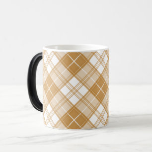 Bruin Witte Tartan Patroon yxm0uat9 Magische Mok