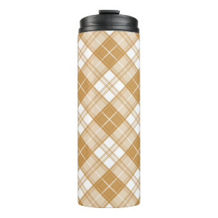 Bruin Witte Tartan Patroon yxm0uat9 Thermosbeker