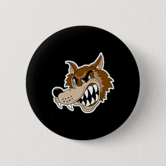 bruin wolvengezicht ronde button 5,7 cm