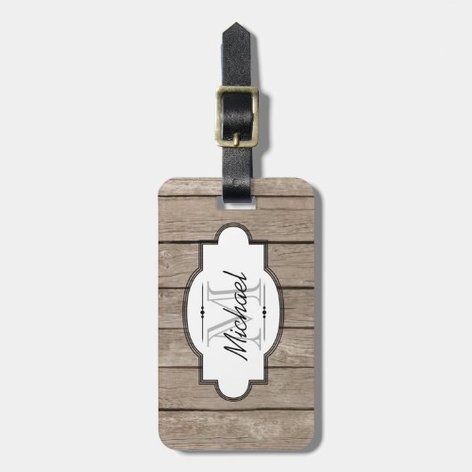 Bruin Wood Bagagelabel (Voorkant verticaal)