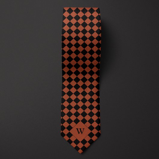 Bruin Zakelijk Geruite Monogram Stropdas