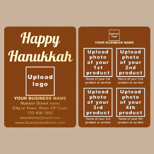 Bruin Zakelijk Merk op Hanukkah Folie Kerstkaart Feestdagenkaart