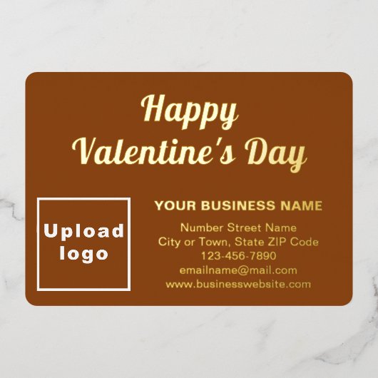 Bruin Zakelijk Merk op Valentijn Rechthoek Folie Feestdagenkaart (Voorkant)