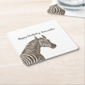Bruin Zebra Vierkante Kartonnen Onderzetter (Schuin)
