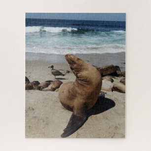 Bruin Zee Loon op strand Legpuzzel
