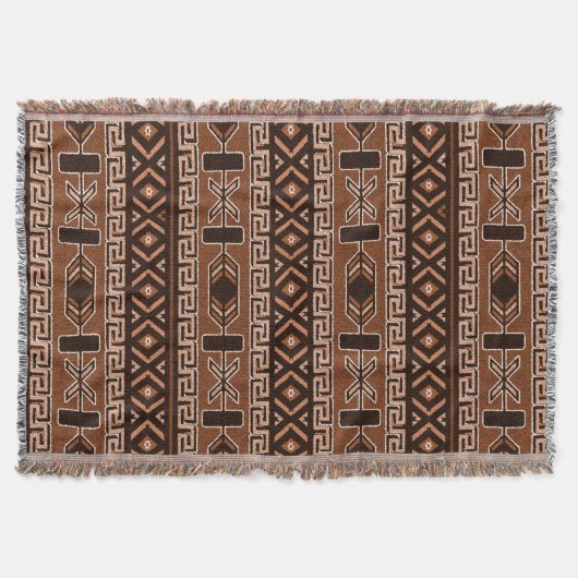 Bruin Zuidwest Ontwerp Aztec Patroon Deken (Voorkant)
