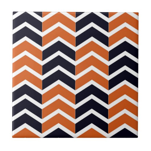 Bruin Zwart Chevron Zig Zag Patroon Tegeltje (Voorkant)