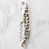 Bruin Zwart Crème Leopard Dier Kurkentrekker (Voorkant)