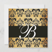 BRUIN ZWART DAMAST PARCHMENT MONOGRAM, wit Kaart (Voorkant)
