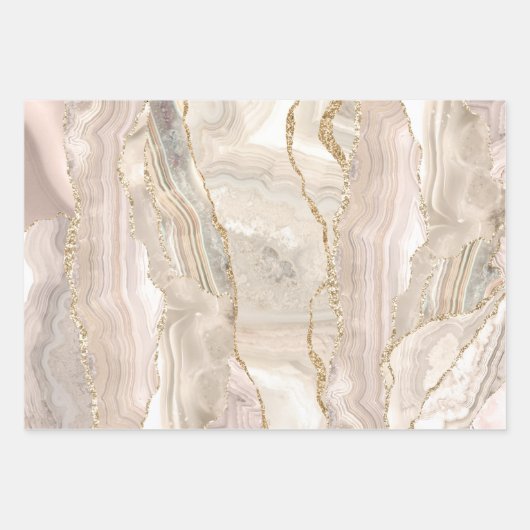 bruin zwart en beige agaat inpakpapier vel (Voorkant 3)