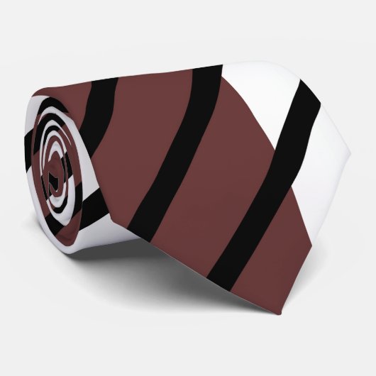 Bruin, zwart en wit - Een klassiek gestreept strop Stropdas (Opgerold)